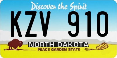 ND license plate KZV910
