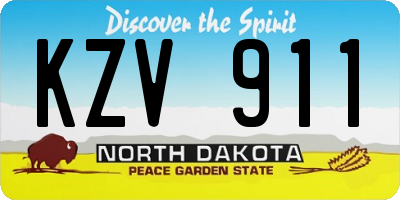 ND license plate KZV911