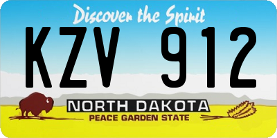 ND license plate KZV912
