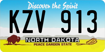 ND license plate KZV913