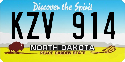 ND license plate KZV914