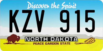 ND license plate KZV915