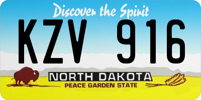 ND license plate KZV916