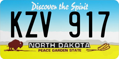 ND license plate KZV917