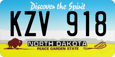 ND license plate KZV918