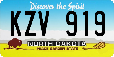 ND license plate KZV919