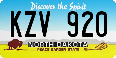 ND license plate KZV920