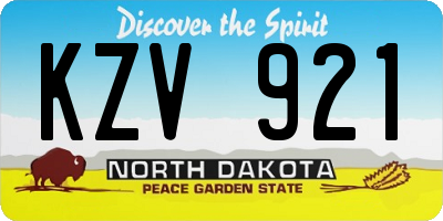 ND license plate KZV921