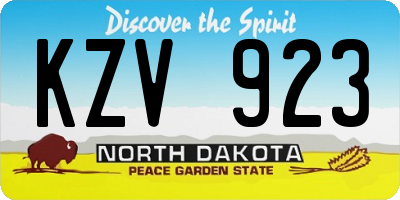 ND license plate KZV923