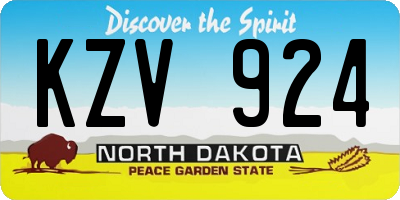 ND license plate KZV924