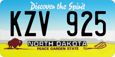 ND license plate KZV925