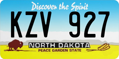 ND license plate KZV927