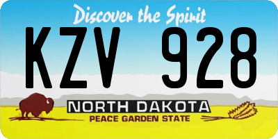 ND license plate KZV928
