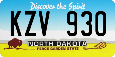 ND license plate KZV930