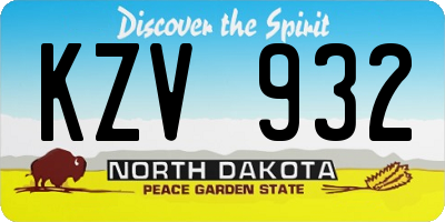 ND license plate KZV932