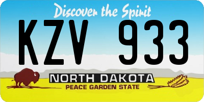 ND license plate KZV933