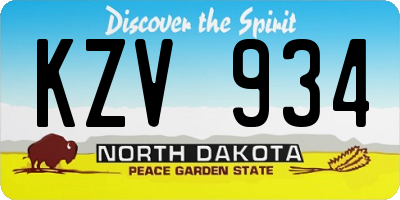 ND license plate KZV934