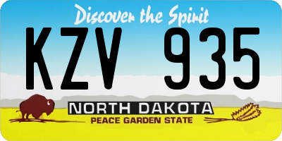 ND license plate KZV935