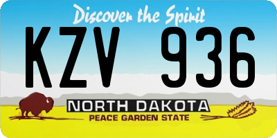 ND license plate KZV936