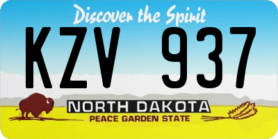 ND license plate KZV937