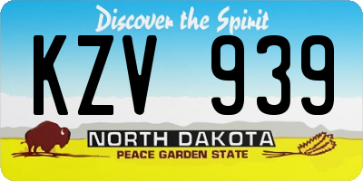 ND license plate KZV939