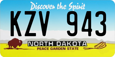 ND license plate KZV943