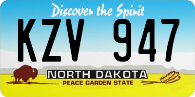 ND license plate KZV947