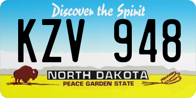 ND license plate KZV948