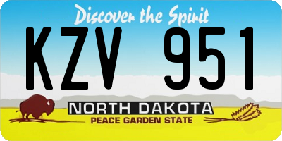 ND license plate KZV951