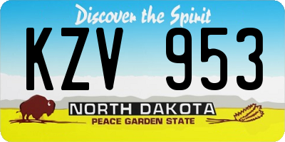 ND license plate KZV953