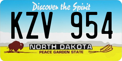 ND license plate KZV954