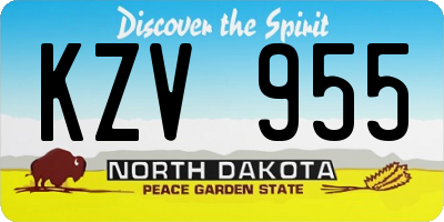 ND license plate KZV955