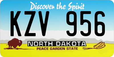 ND license plate KZV956