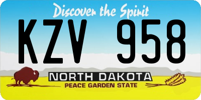 ND license plate KZV958