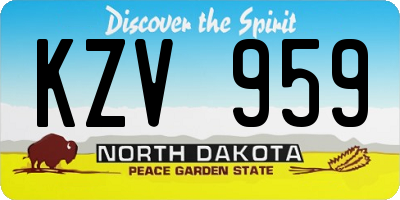 ND license plate KZV959