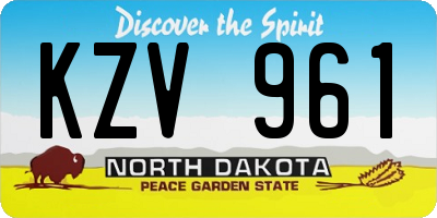 ND license plate KZV961