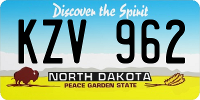 ND license plate KZV962