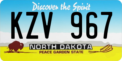 ND license plate KZV967