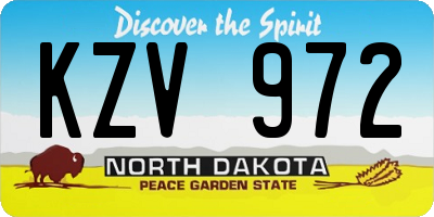 ND license plate KZV972