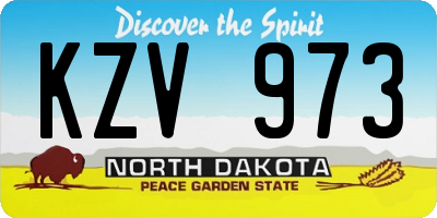 ND license plate KZV973