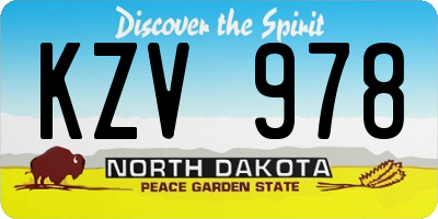 ND license plate KZV978