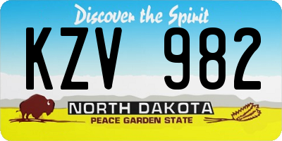 ND license plate KZV982