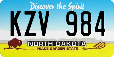 ND license plate KZV984