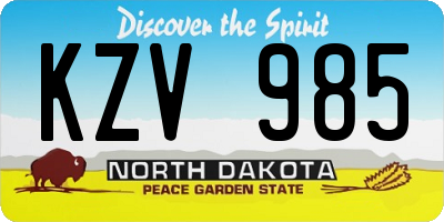 ND license plate KZV985