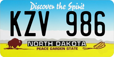 ND license plate KZV986