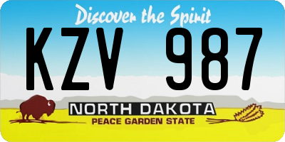 ND license plate KZV987