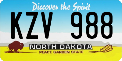 ND license plate KZV988