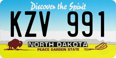 ND license plate KZV991