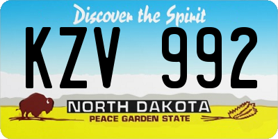 ND license plate KZV992