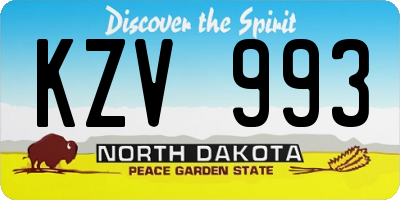 ND license plate KZV993